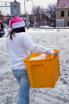 A YBGR youth hauled meals on Christmas Day in 2015.