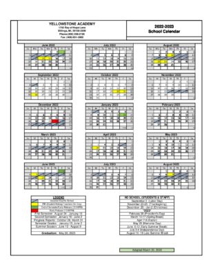 YA 2022-2023 Calendar - Yellowstone Boys and Girls Ranch YA 2022-2023 Calendar - Yellowstone Boys and Girls Ranch